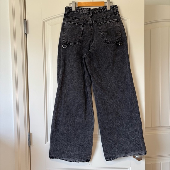 Hot Topic | 7 | Black Washed Wide Leg Cargo Jeans | Distressed Grunge Alt Pants - Picture 10 of 13